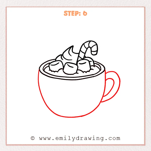 how to draw a hot chocolate - Step 6